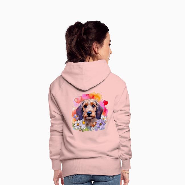 Hoodie Dackel mit Blumenkranz